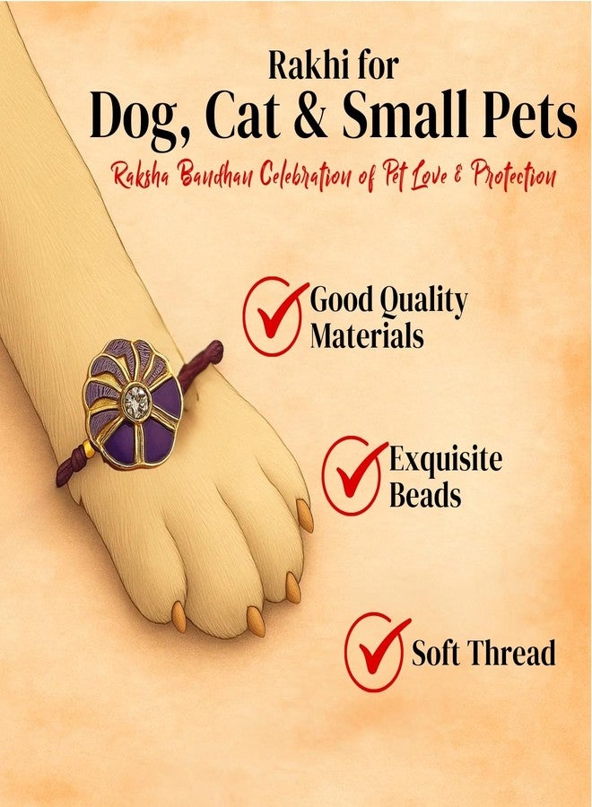 Sage Square Paw Bandhan Rakhi for Dog, Cat & Small Pets | Celebrate Bonds of Love This Raksha Bandhan | Cute Rakhi with Beads, Decorative Threads | Gift for Pet Lovers & Furry Companions (Type 28) - Image 4